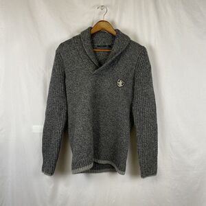 IKKS Womens Grey Lambswool collegiate roll neck sweater size medium